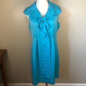Elie Tahari Turquoise Ruffle Midi Dress Size S